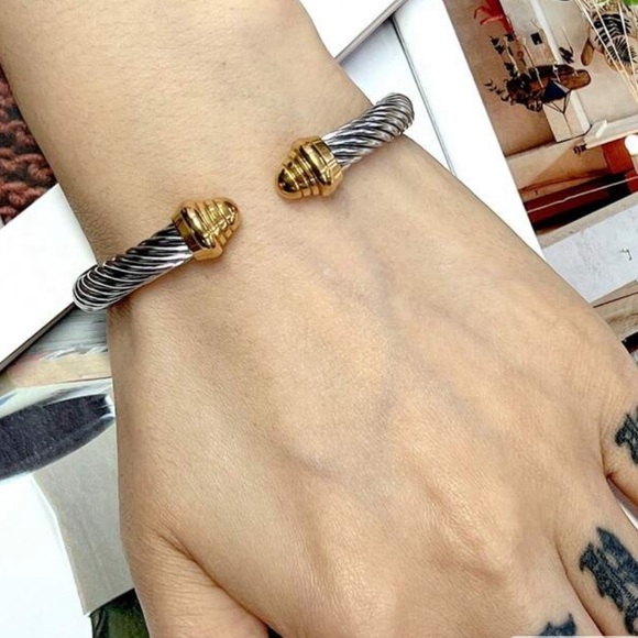 Modern Cable Twist Cuff Bracelet - Picture 5 of 7